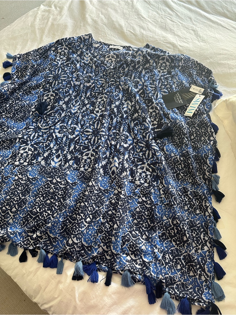 Miraclesuit Navy & White Tassel-Trim Lace-Up NWT swim cover-up, size medium - Picture 5 of 12
